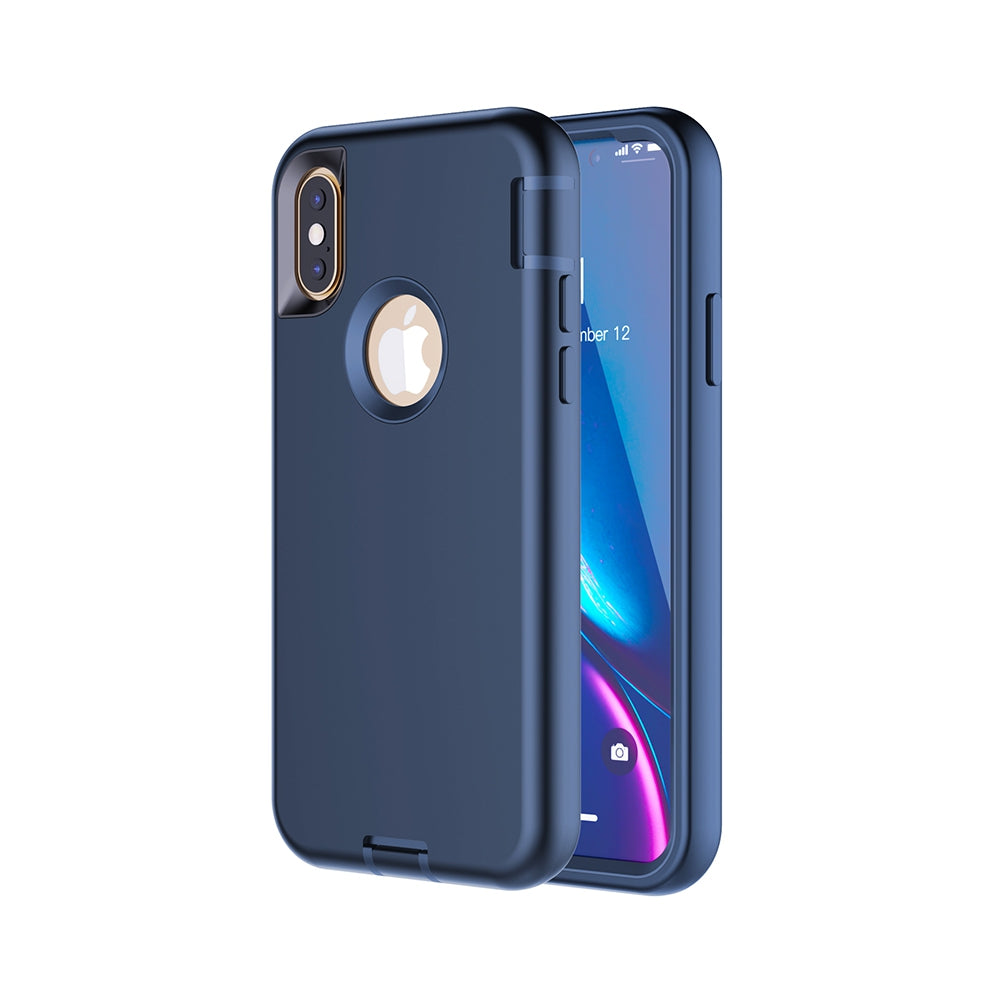 3 in 1 Shockproof Silicone Armor Case Cover for iPhone XS Max - Black