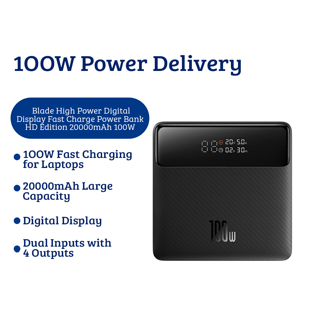 Baseus Blade Power Digital Display Fast Charging Power Bank HD Edition 20000mAh 100W PPBL000301-Black