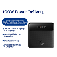 Thumbnail for Baseus Power Digital Display Fast Charging Power Bank HD Edition 20000mAh 100W PPBL000301-Black