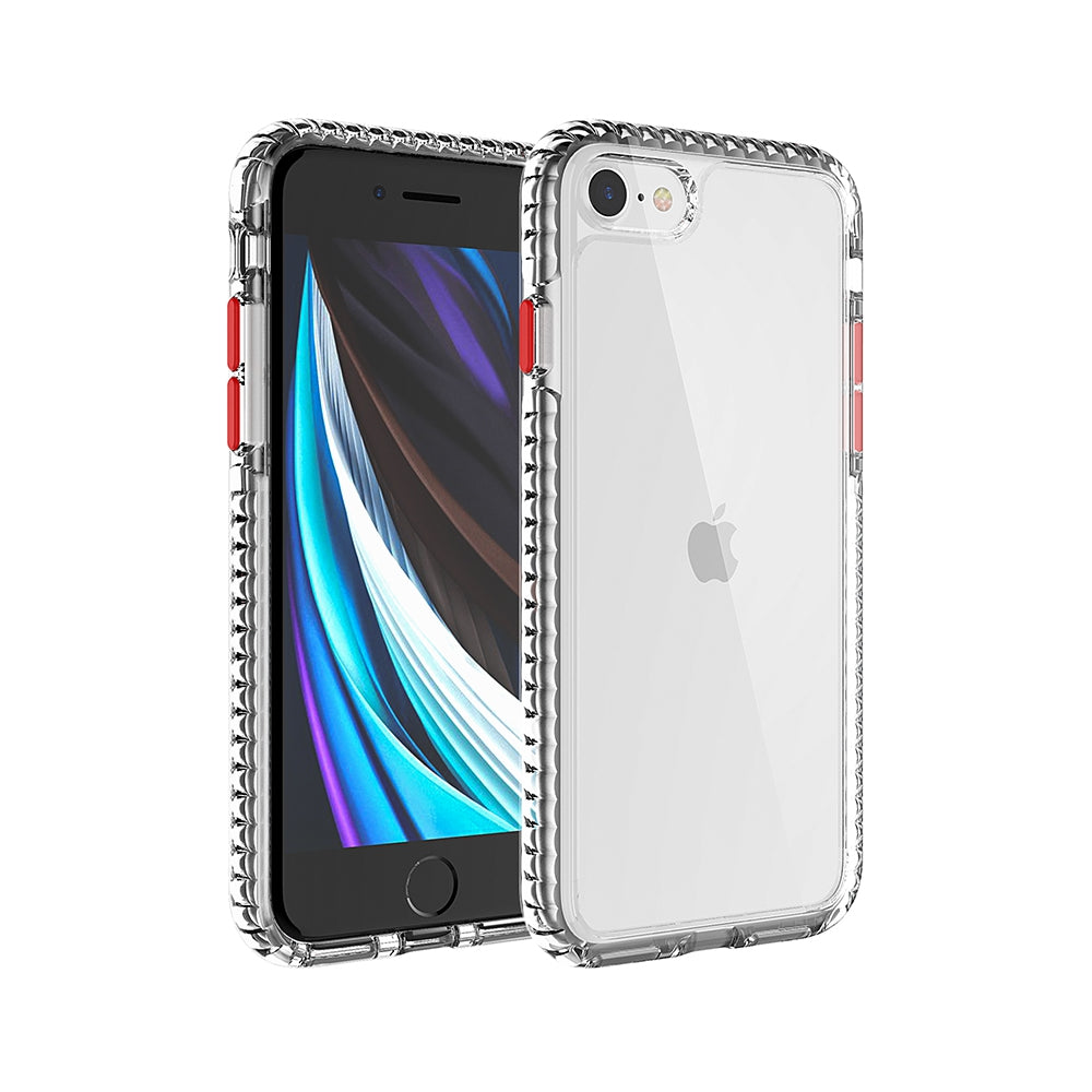 iPhone 7 Clear Shockproof Case Cover - Red