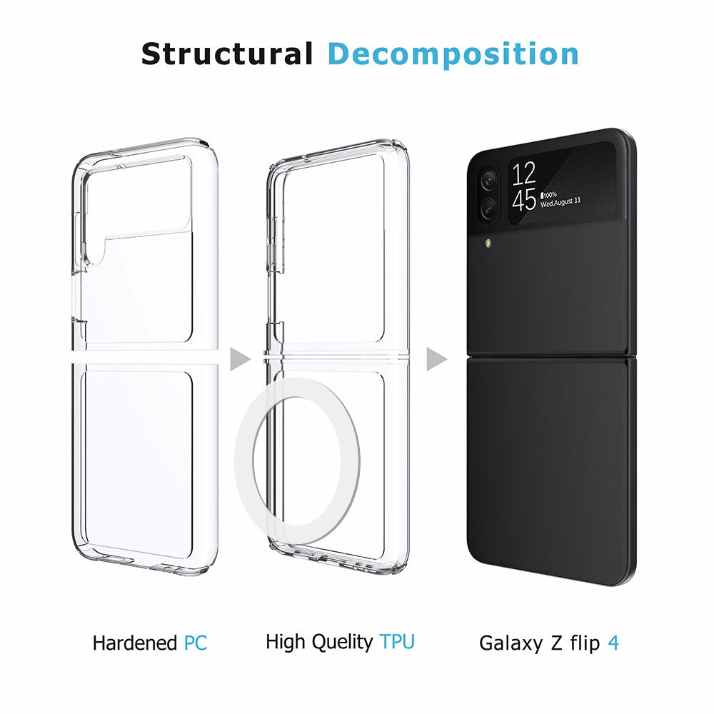 Samsung Galaxy Z Flip4 Leather Wallet Flip MagSafe Case Cover - Clear