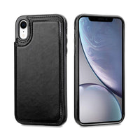 Thumbnail for Back Flip Leather Wallet Case Cover for Apple iPhone XR - Black