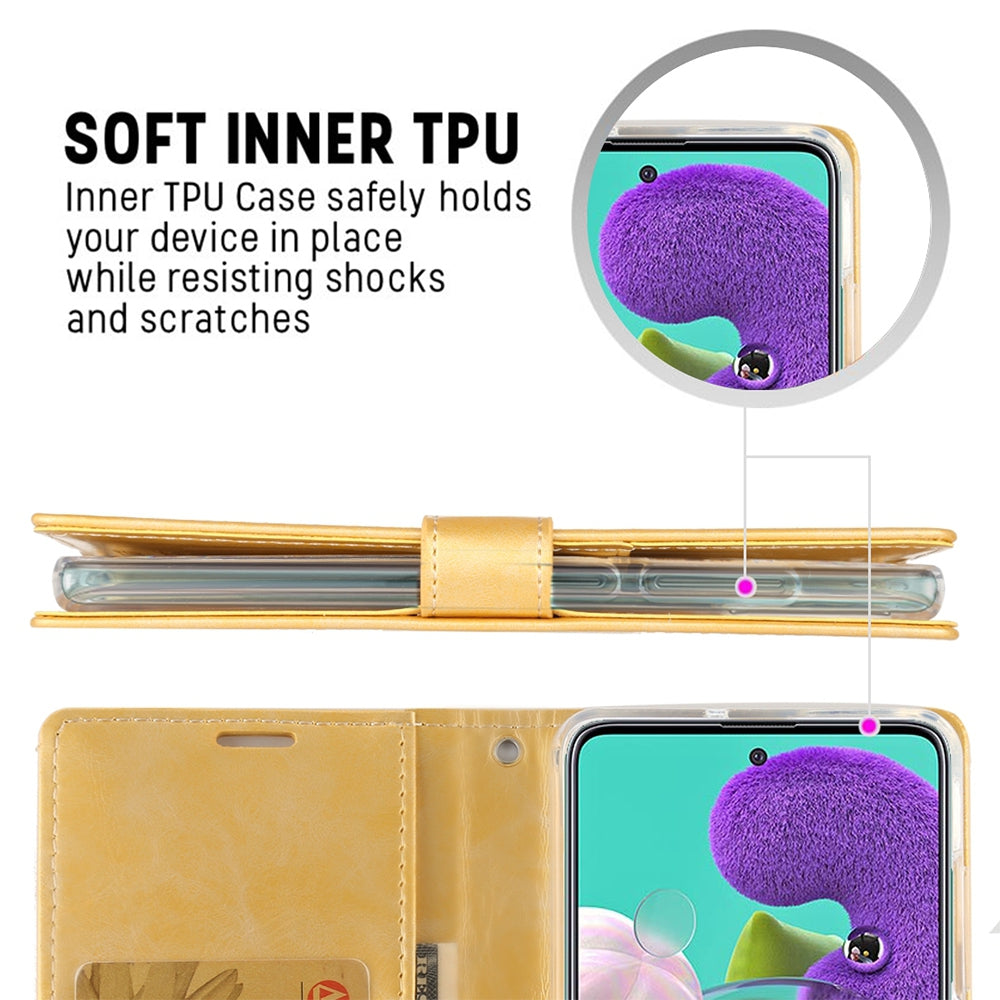 Samsung Galaxy A51 Leather Wallet Flip Case Cover - Black