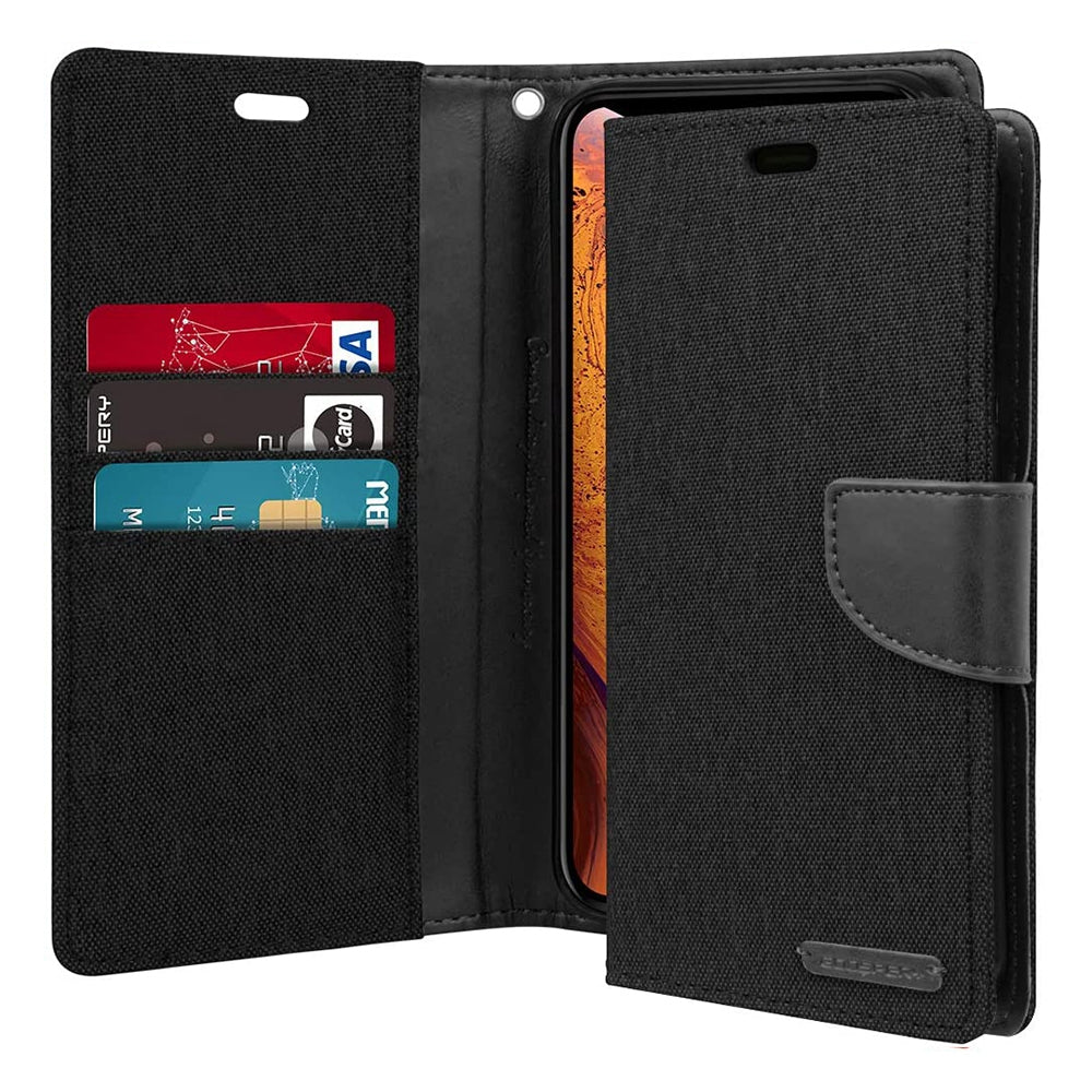 iPhone XR Leather Wallet Flip Case Cover - Black