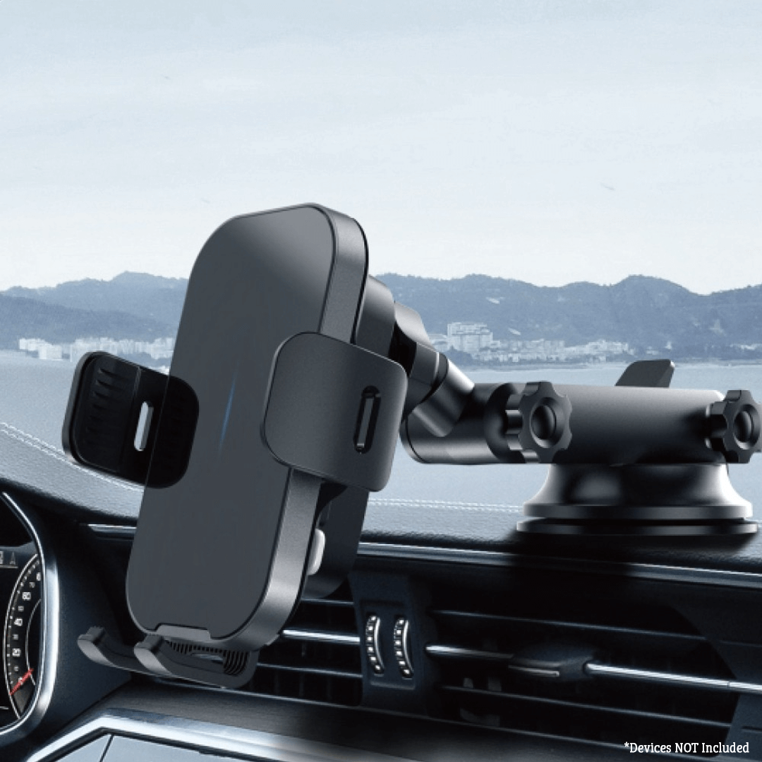 Induction Car Mount: Auto-Scaling, Wireless Charging, 360° Rotation, Stability Lock