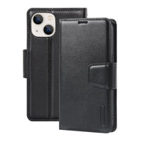 Thumbnail for Hanman PU Flip Leather Wallet Cover Case for iPhone 13 / 14 - Black