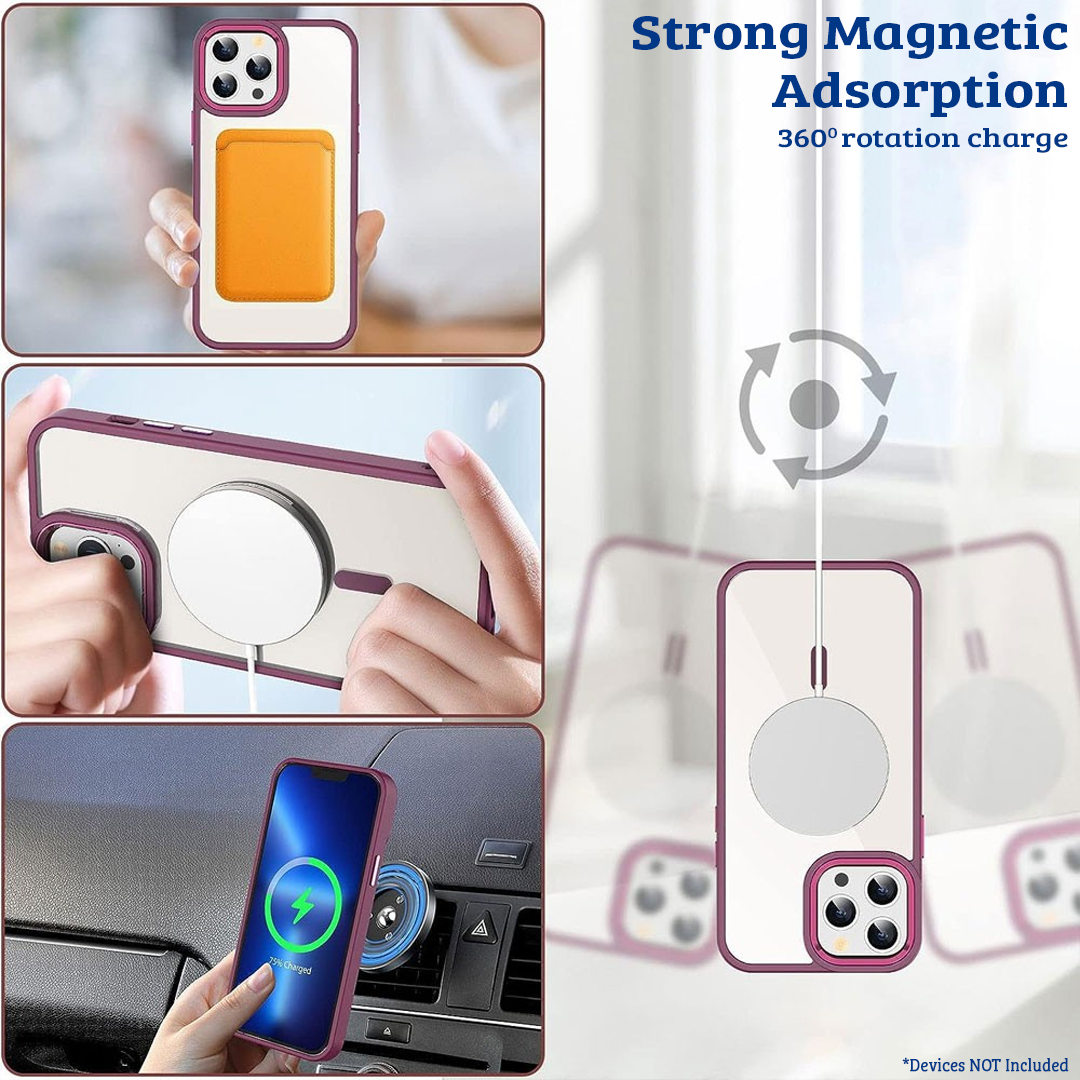 iPhone 13 Pro Max Compatible Case Cover With Transparent Camera Lens Protection And Compatible With MagSafe Technology - White