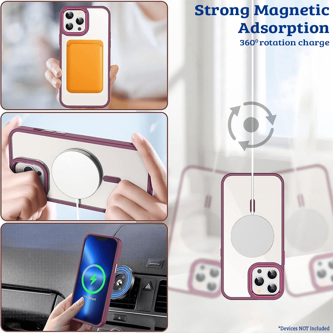 iPhone 15 Pro Compatible Case Cover With Transparent Magnetic Metal Camera Lens And Compatible With Magsafe Technology - Blue