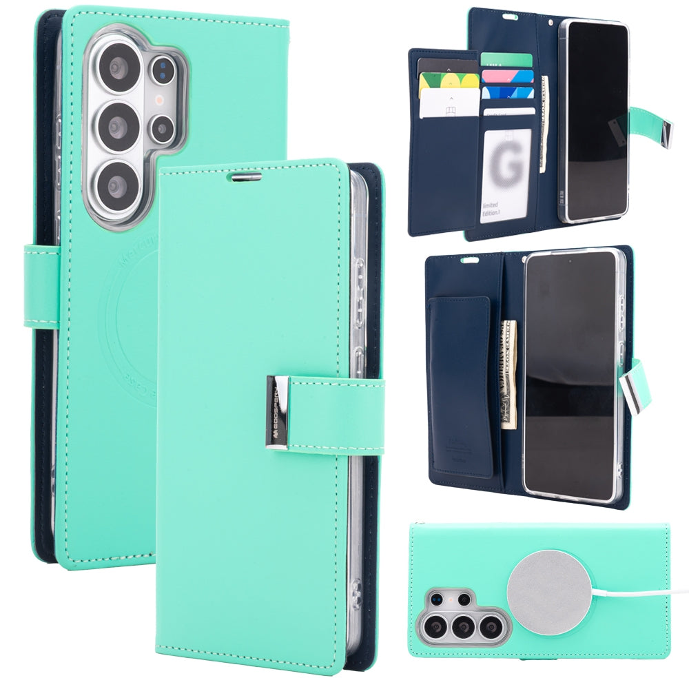 Samsung Galaxy S26 Ultra Leather Wallet Flip MagSafe Case Cover - Black