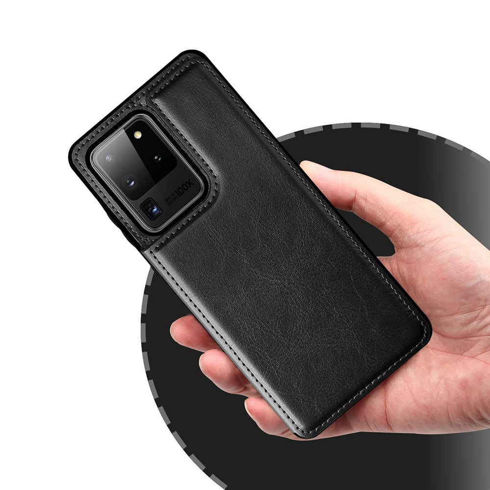 Samsung Galaxy S20 Ultra Leather Wallet Flip Case Cover - Black