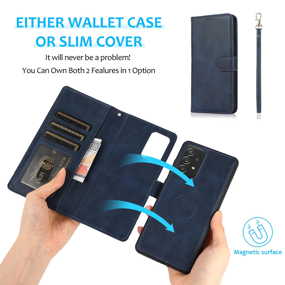 Samsung Galaxy A13 Leather Wallet Flip MagSafe Case Cover - Black