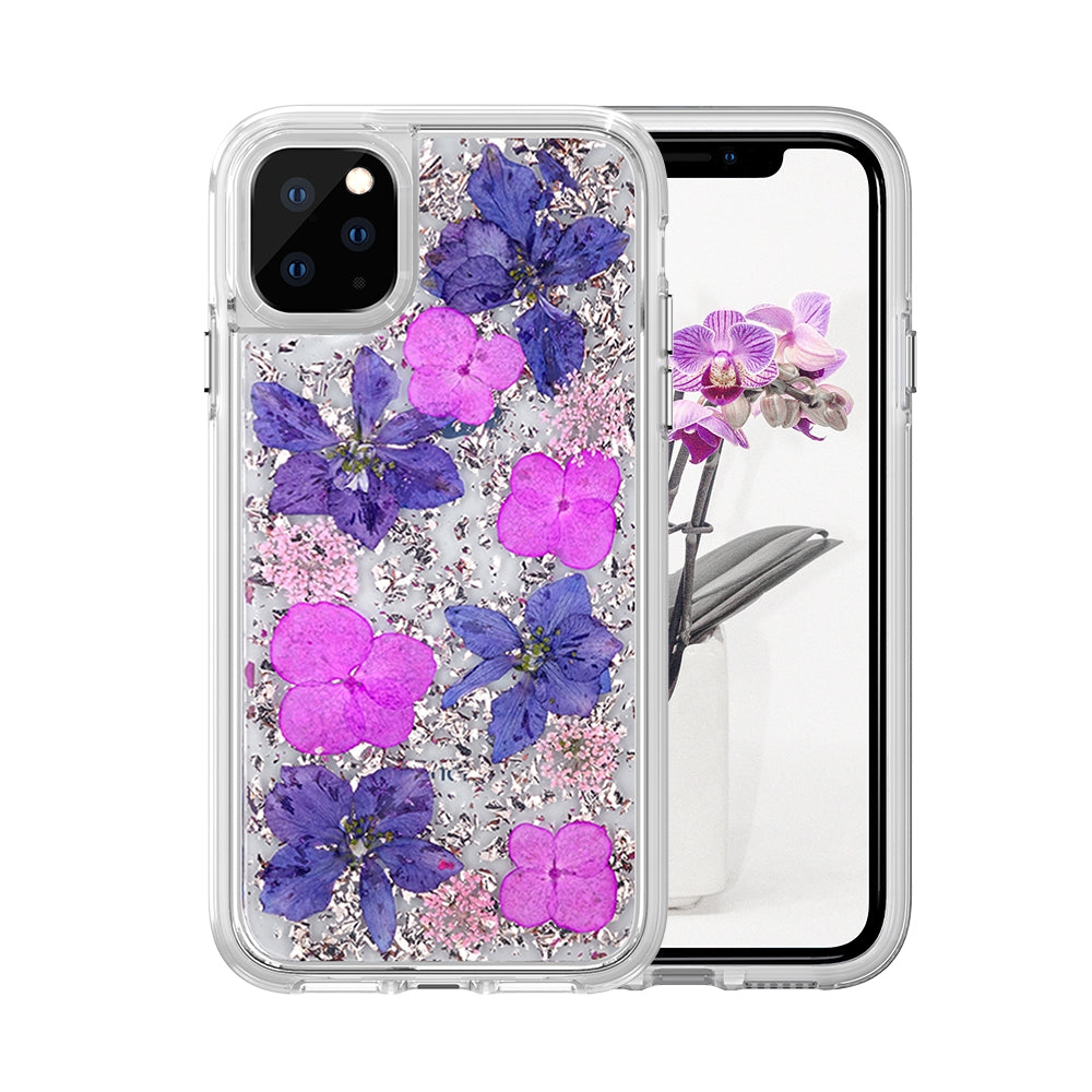 Dried Flower Bling Gold Foil Clear Case Cover for iPhone 11 Pro - Gold