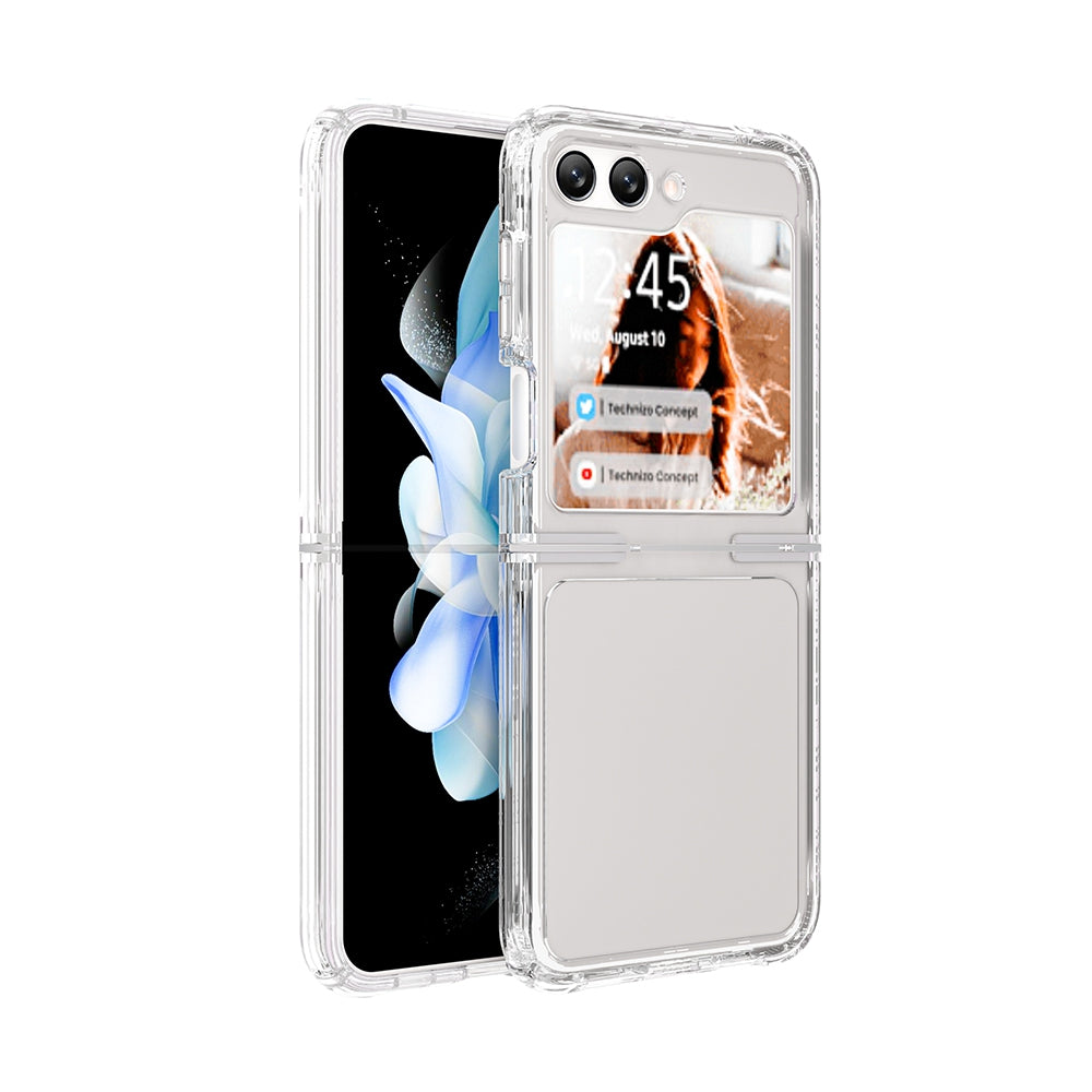 Samsung Galaxy Z Flip5 Leather Wallet Flip Case Cover - Clear
