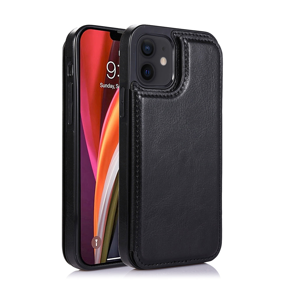 iphone-12-leather-wallet-flip-case-cover-black-19564 Black
