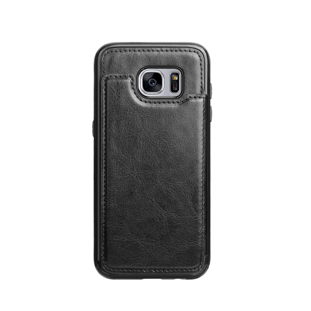 Samsung Galaxy S7 Leather Wallet Flip Case Cover - Black
