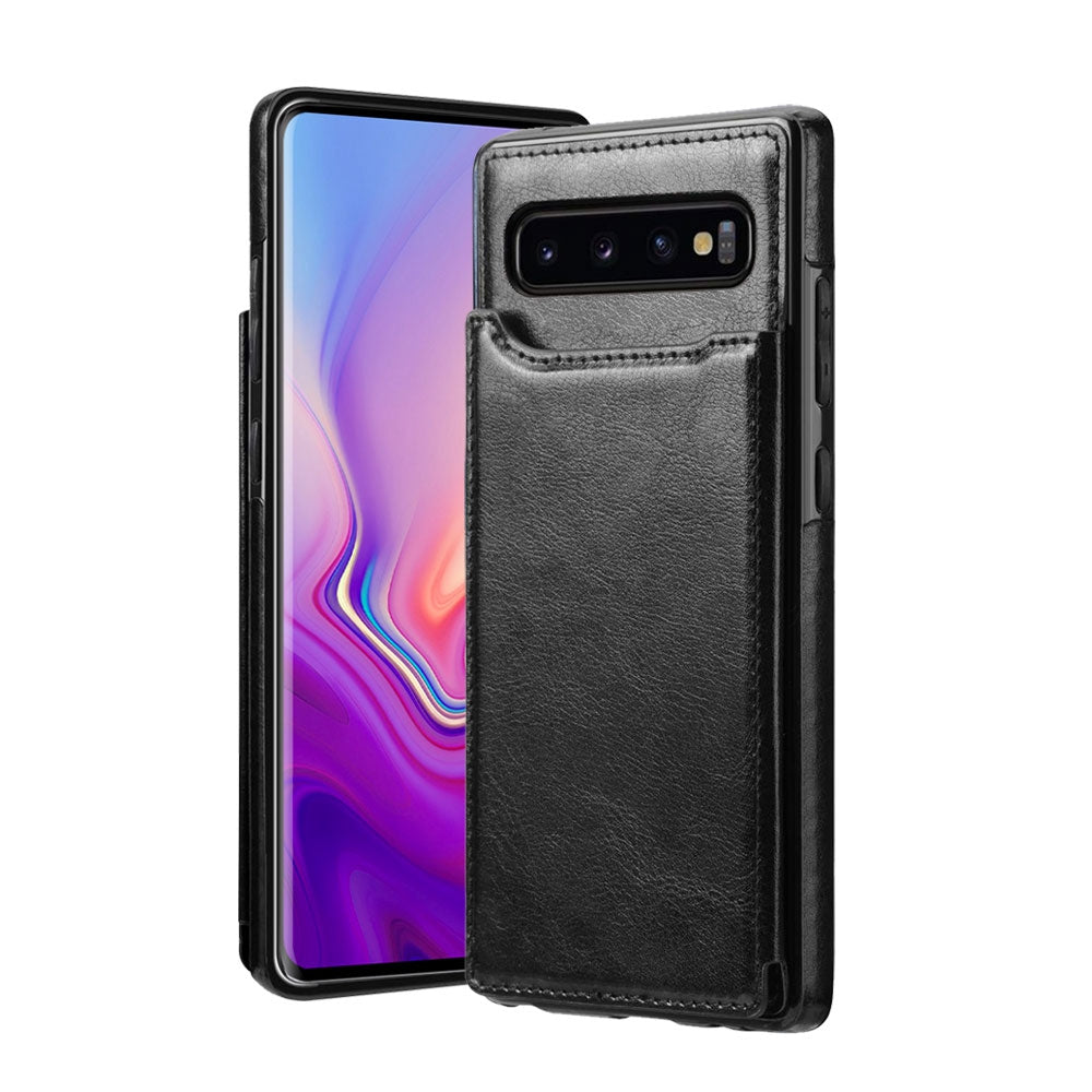 Samsung Galaxy S10 Plus Leather Wallet Flip Case Cover - Black