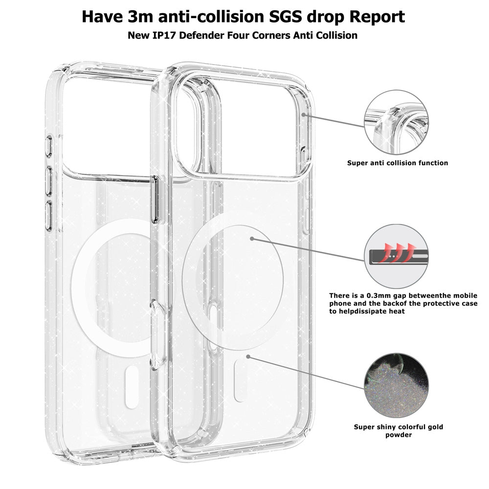 iPhone 17 Clear Shockproof MagSafe Case Cover - Black