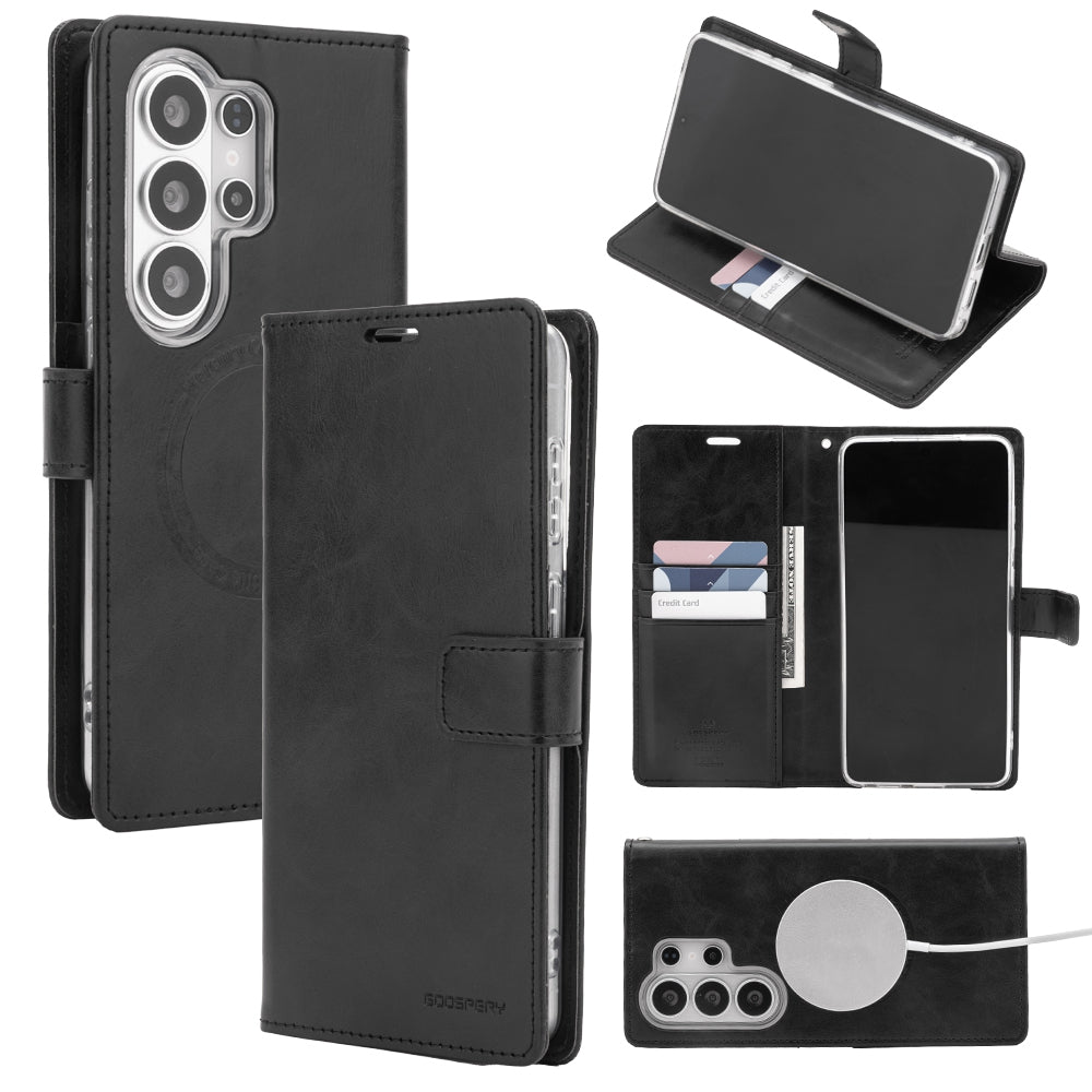 Samsung Galaxy S26 Ultra Leather Wallet Flip MagSafe Case Cover - Black