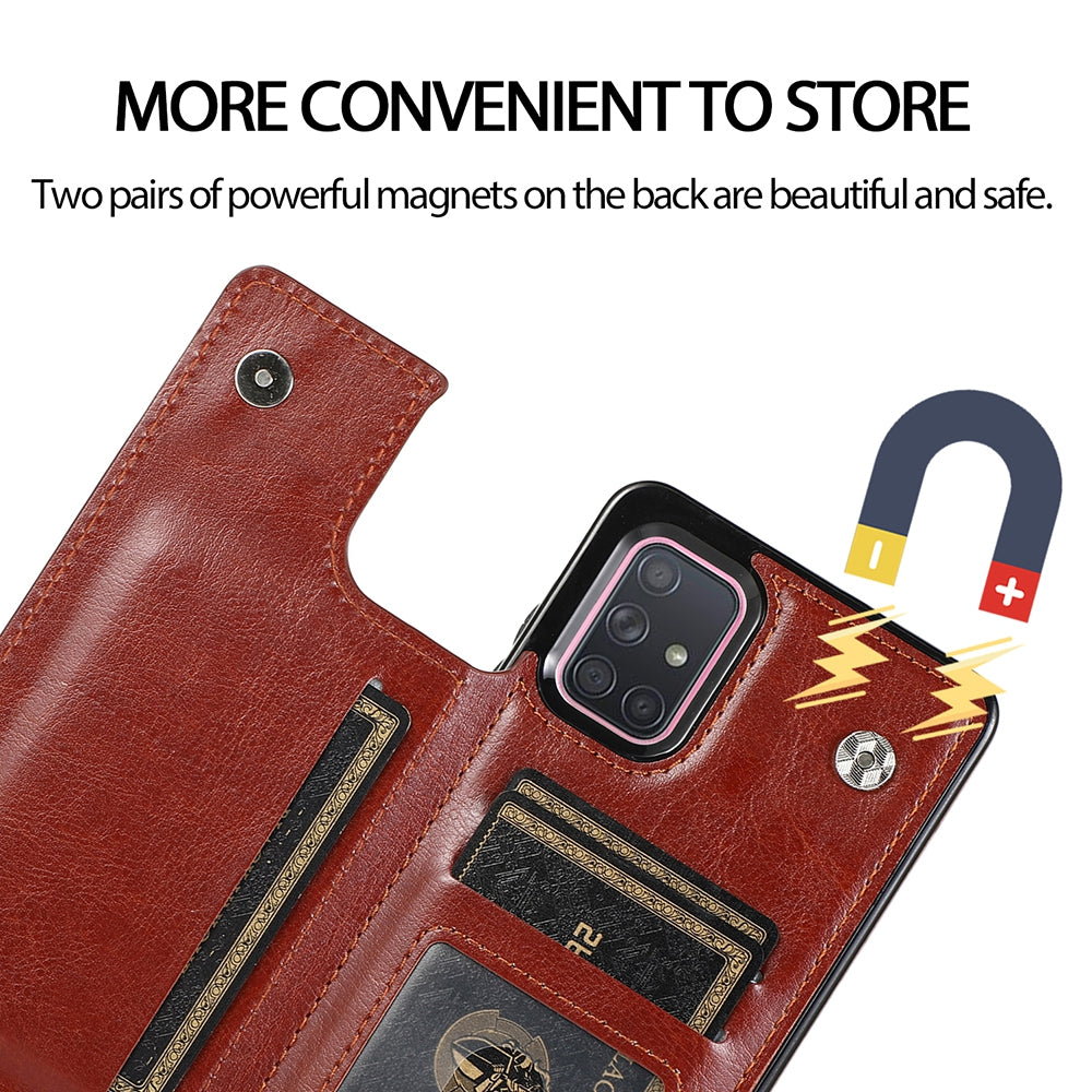 Back Flip Leather Wallet Cover Case for Samsung Galaxy A71 - Blue