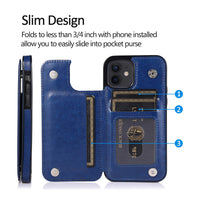 Thumbnail for Back Flip Leather Wallet Cover Case for iPhone 12 - Black