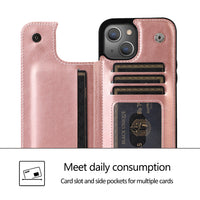 Thumbnail for Back Flip Leather Wallet Cover Case for iPhone 13 - Black
