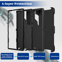 Thumbnail for Samsung Galaxy S24 Ultra Compatible Case Cover With Shockproof Robot Armor Hard Plastic And Belt Clip - Black