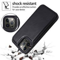 Thumbnail for Back Flip Leather Wallet Cover Case for iPhone 14 Max - Black