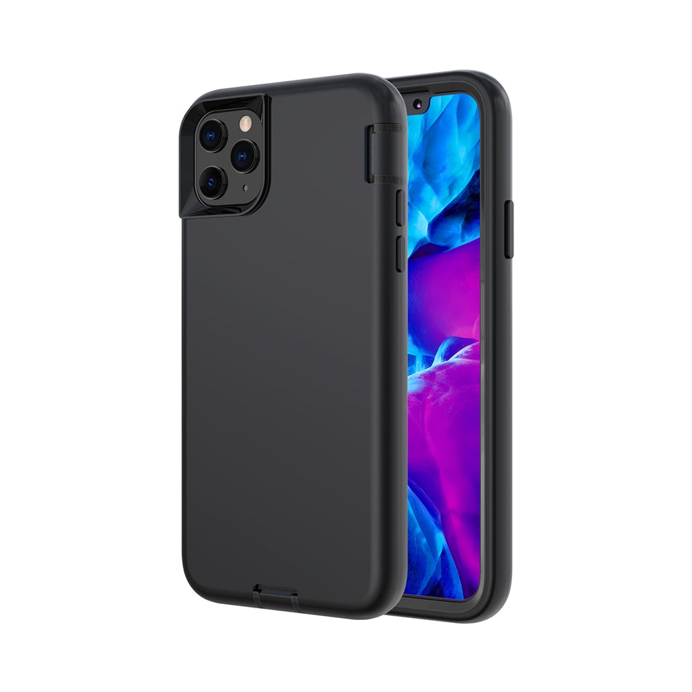 3 in 1 Shockproof Silicone Armor Case Cover for iPhone 12 mini - Black