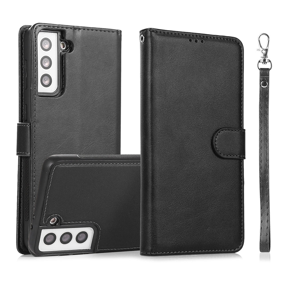 Samsung Galaxy S21 Leather Wallet Flip MagSafe Case Cover - Black