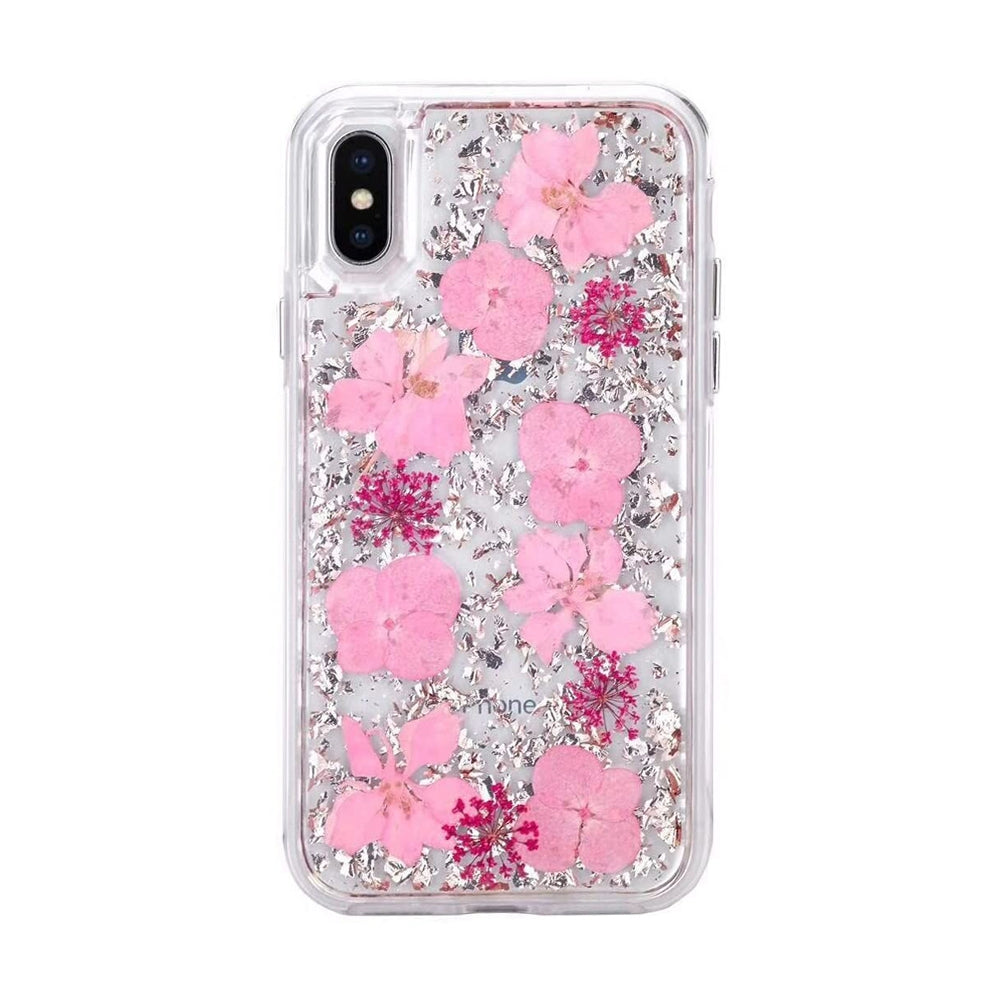Dried Flower Bling Gold Foil Clear Case Cover for iPhone X / XS - Gold