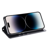 Thumbnail for Hanman PU Flip Leather Wallet Cover Case for iPhone 15 Pro - Black
