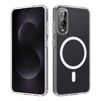 Thumbnail for High Quality Acrylic + TPU Hybrid Transparent Case Cover With Magnetic Ring for Samsung Galaxy S25 Edge - Transparent