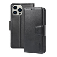 Thumbnail for Hanman PU Flip Leather Wallet Cover Case for iPhone 15 Pro - Black