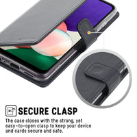 Thumbnail for Samsung Galaxy A22 Leather Wallet Flip Case Cover - Black