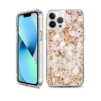 Thumbnail for Dried Flower Bling Gold Foil Clear Case Cover for iPhone 13 Pro - Gold