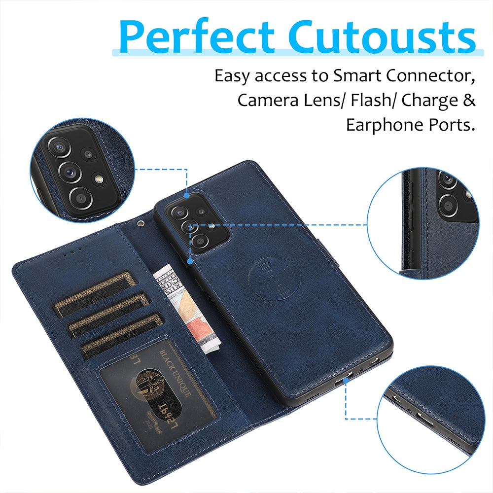 Samsung Galaxy A13 Leather Wallet Flip MagSafe Case Cover - Black
