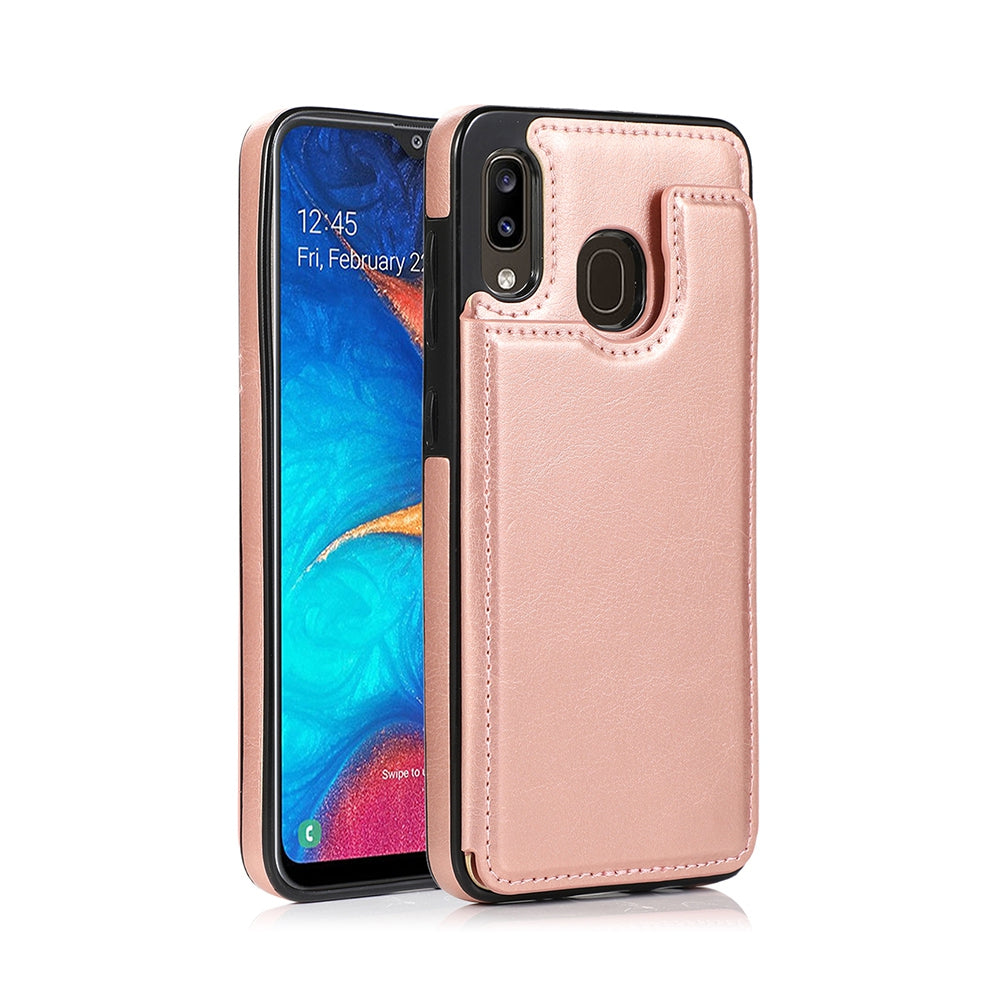 Samsung Galaxy A20 Leather Wallet Flip Case Cover - Black