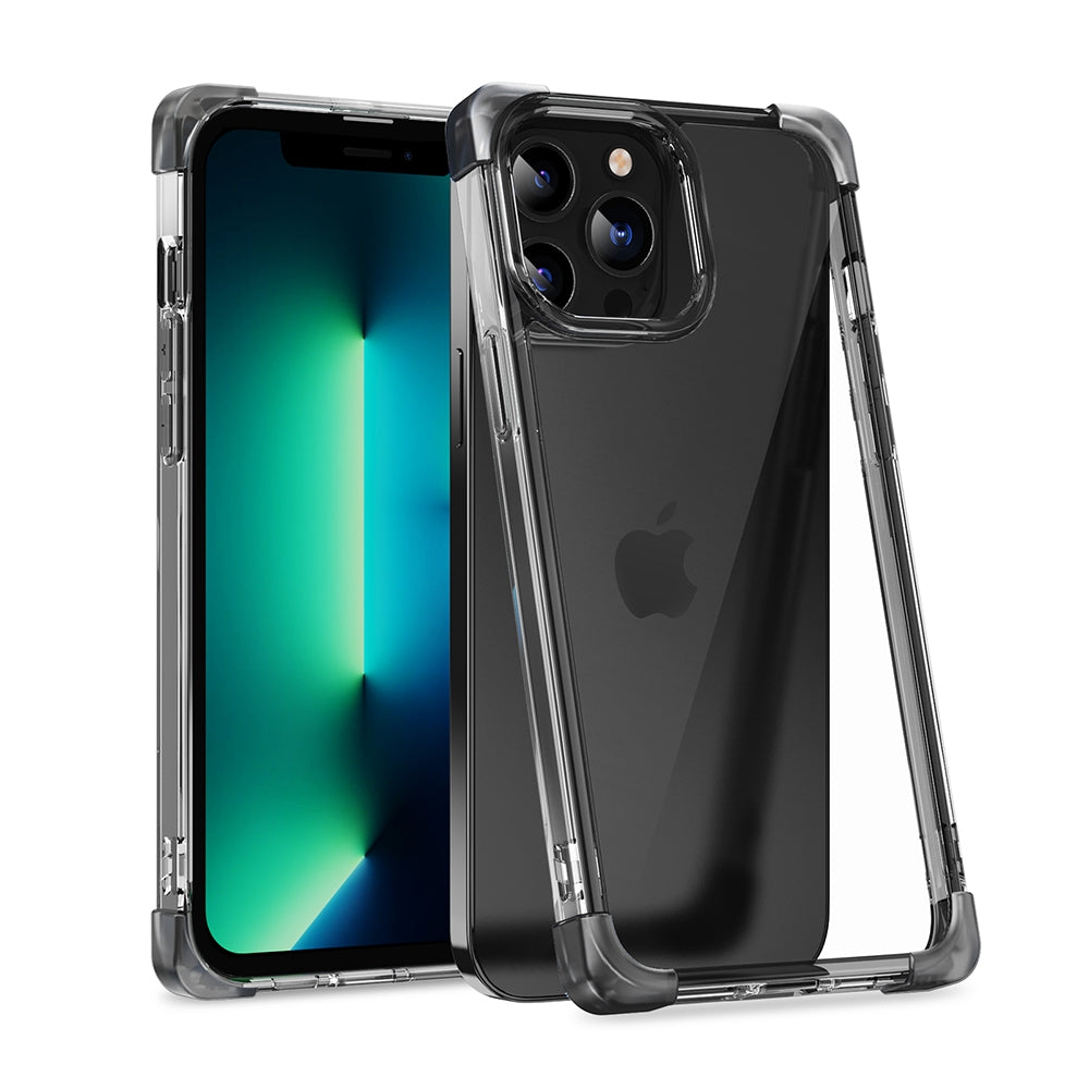 Anti-Shock Space Protective Clear Case Cover for iPhone 13 Pro Max-Clear - Black