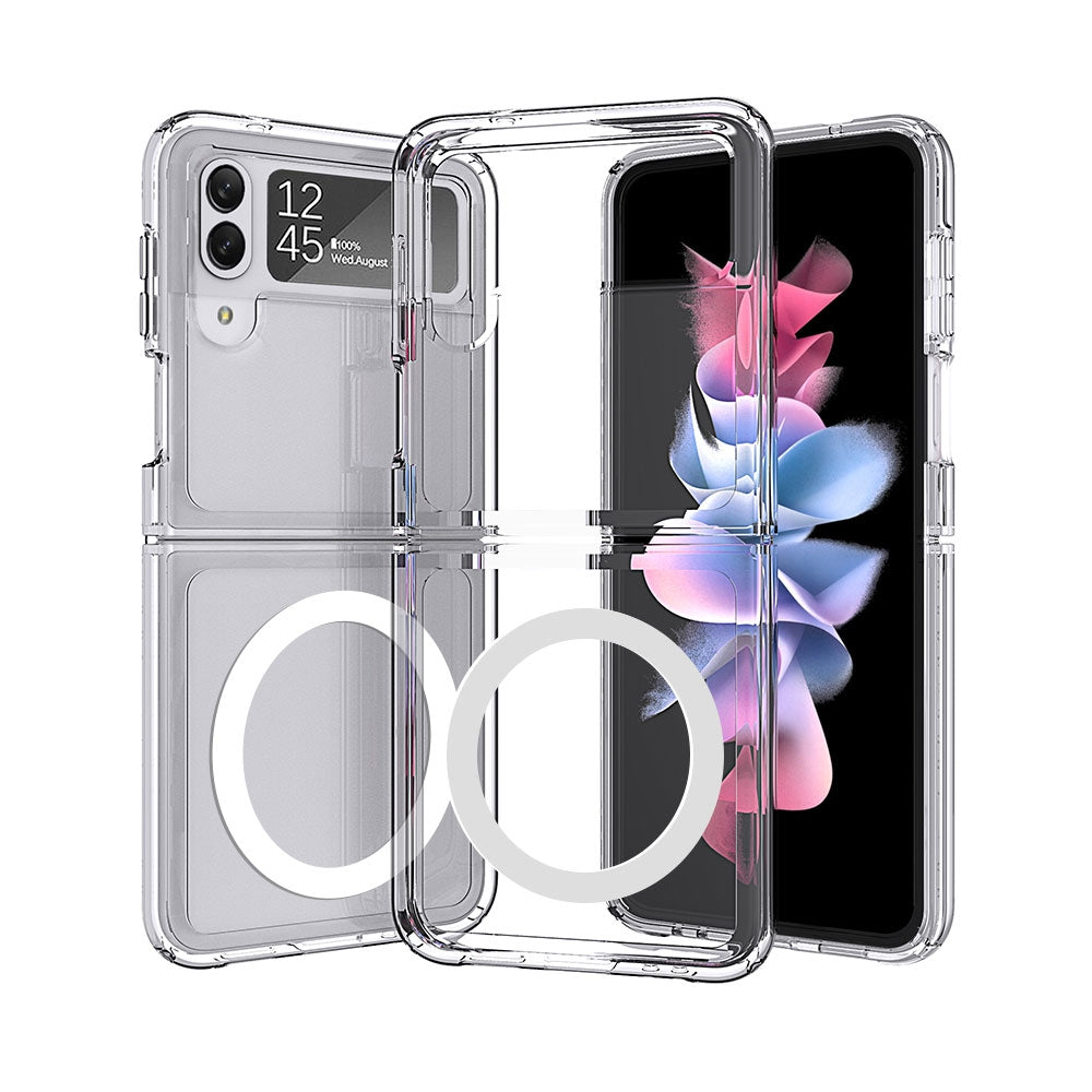 Samsung Galaxy Z Flip4 Leather Wallet Flip MagSafe Case Cover - Clear