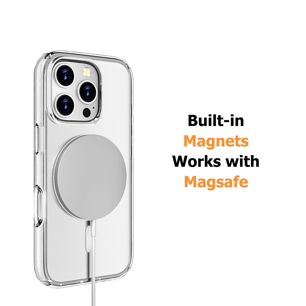 iPhone 16 Plus Clear Shockproof MagSafe Case Cover - Black