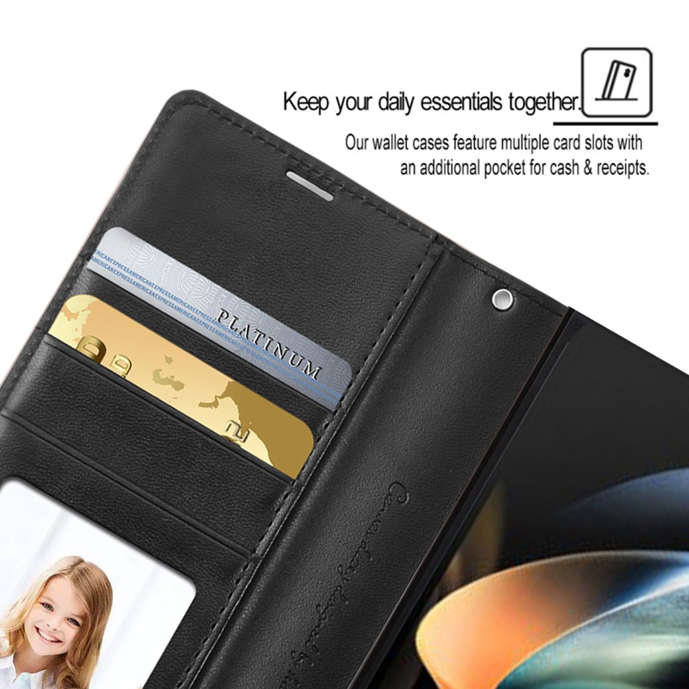 Hanman PU Flip Leather Wallet Case for Samsung Galaxy A07 4G - Black