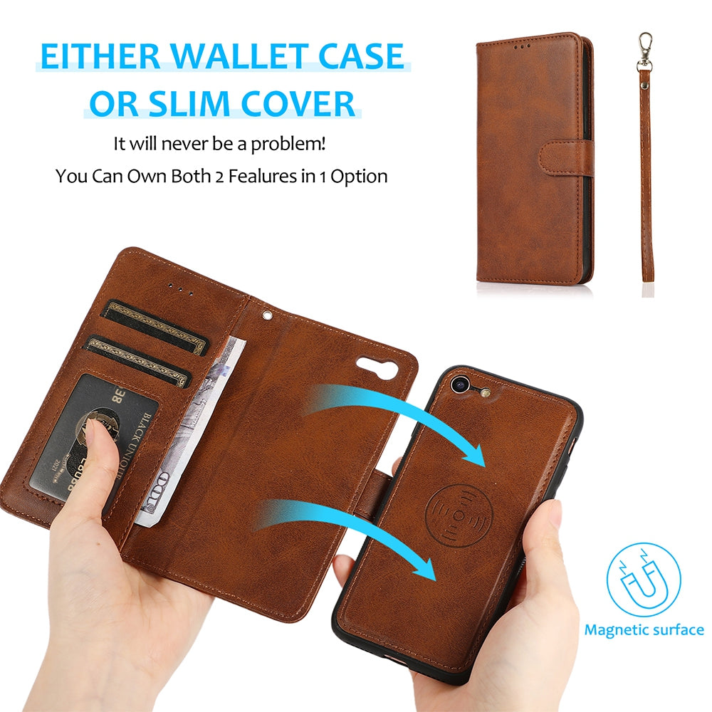 iPhone 7 Leather Wallet Flip MagSafe Case Cover - Black