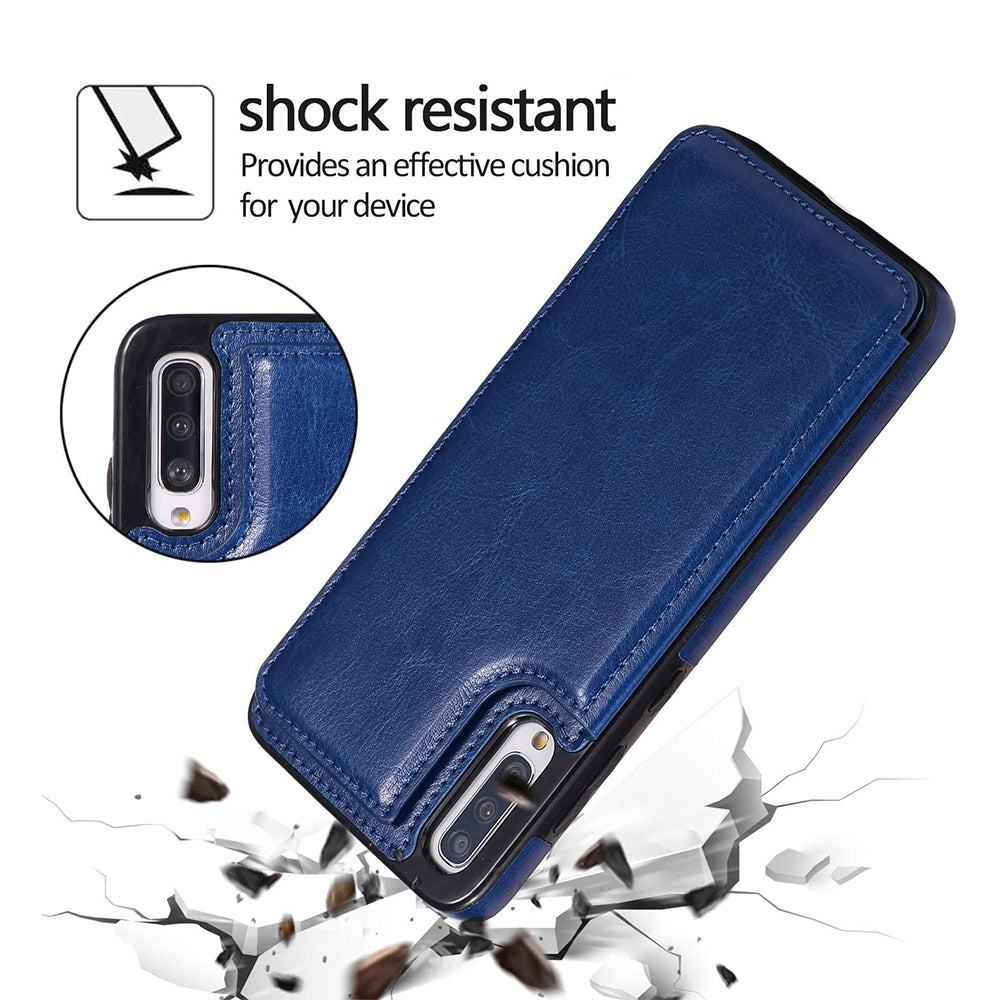 Samsung Galaxy A50 Leather Wallet Flip Case Cover - Black