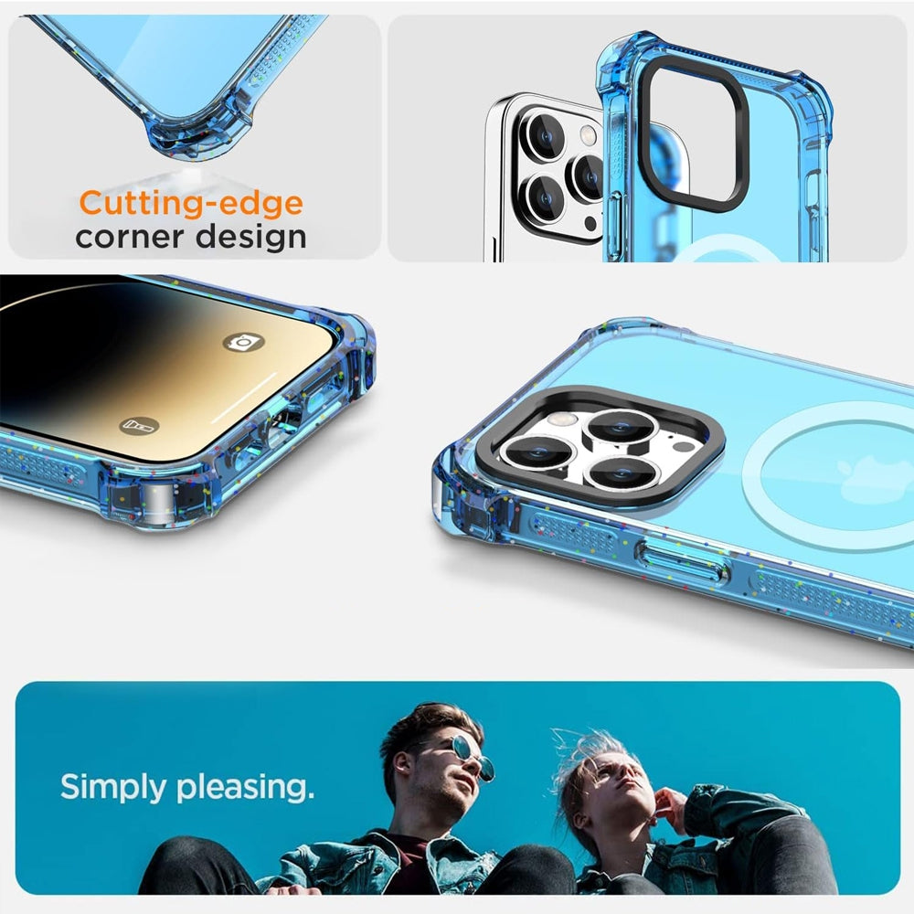 Bounce Impact Clear Shockproof Magnetic Cover Case for iPhone 15-Clear - Black
