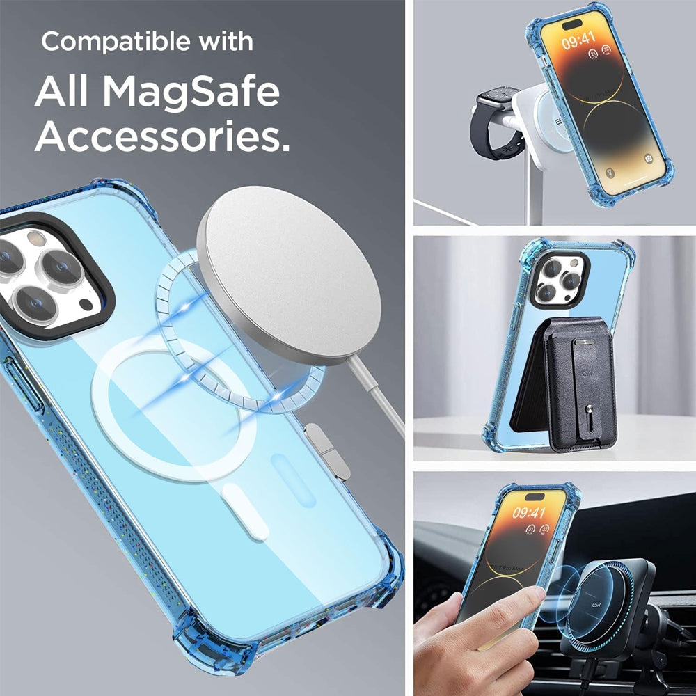 Bounce Impact Clear Shockproof Magnetic Cover Case for iPhone 15-Clear - Black
