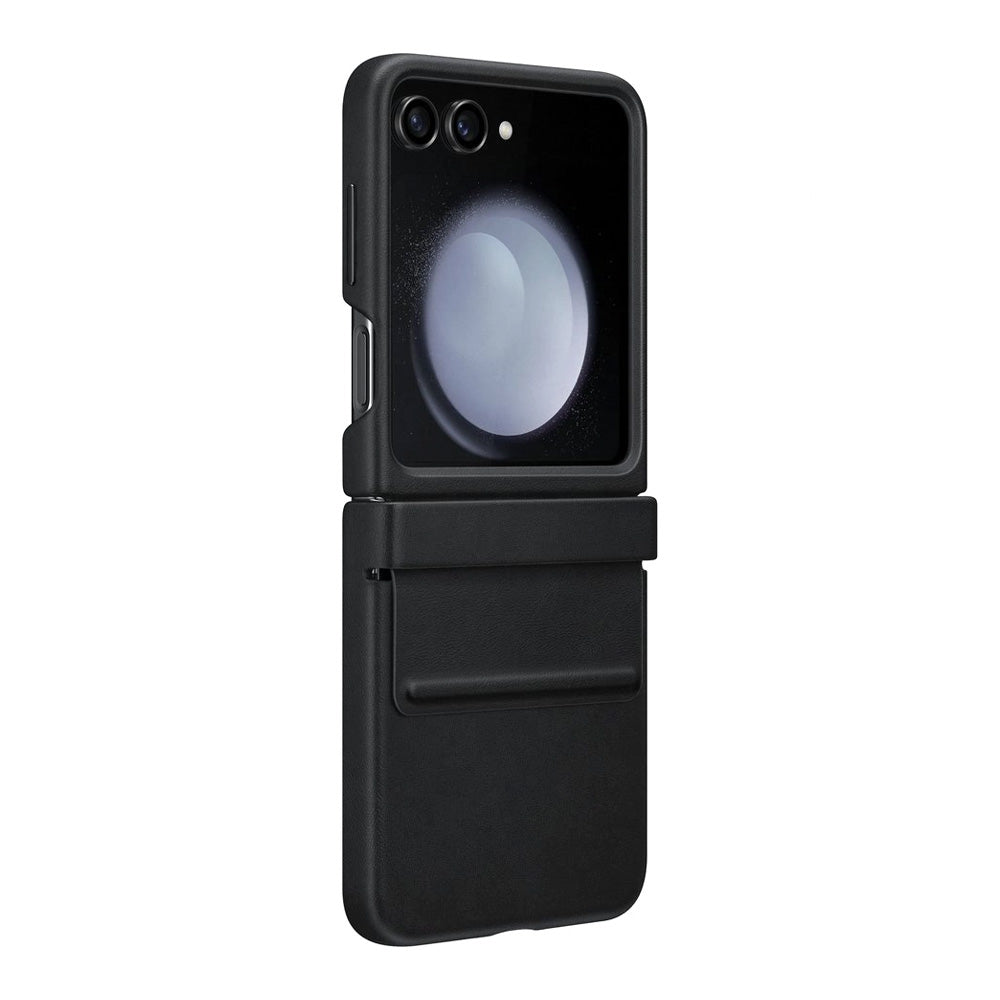 Samsung Galaxy Z Flip5 Leather Wallet Flip Case Cover - Black
