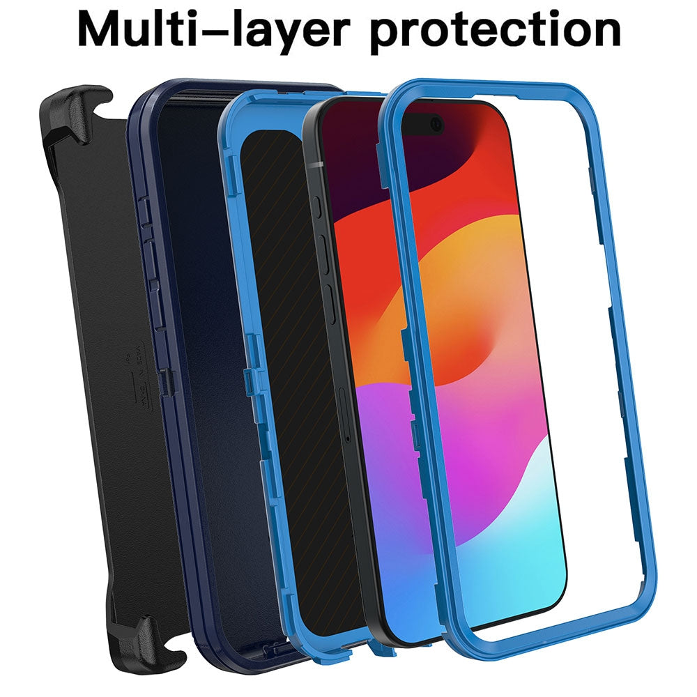 iPhone 15 Pro Heavy-Duty Armor Case Cover - Black