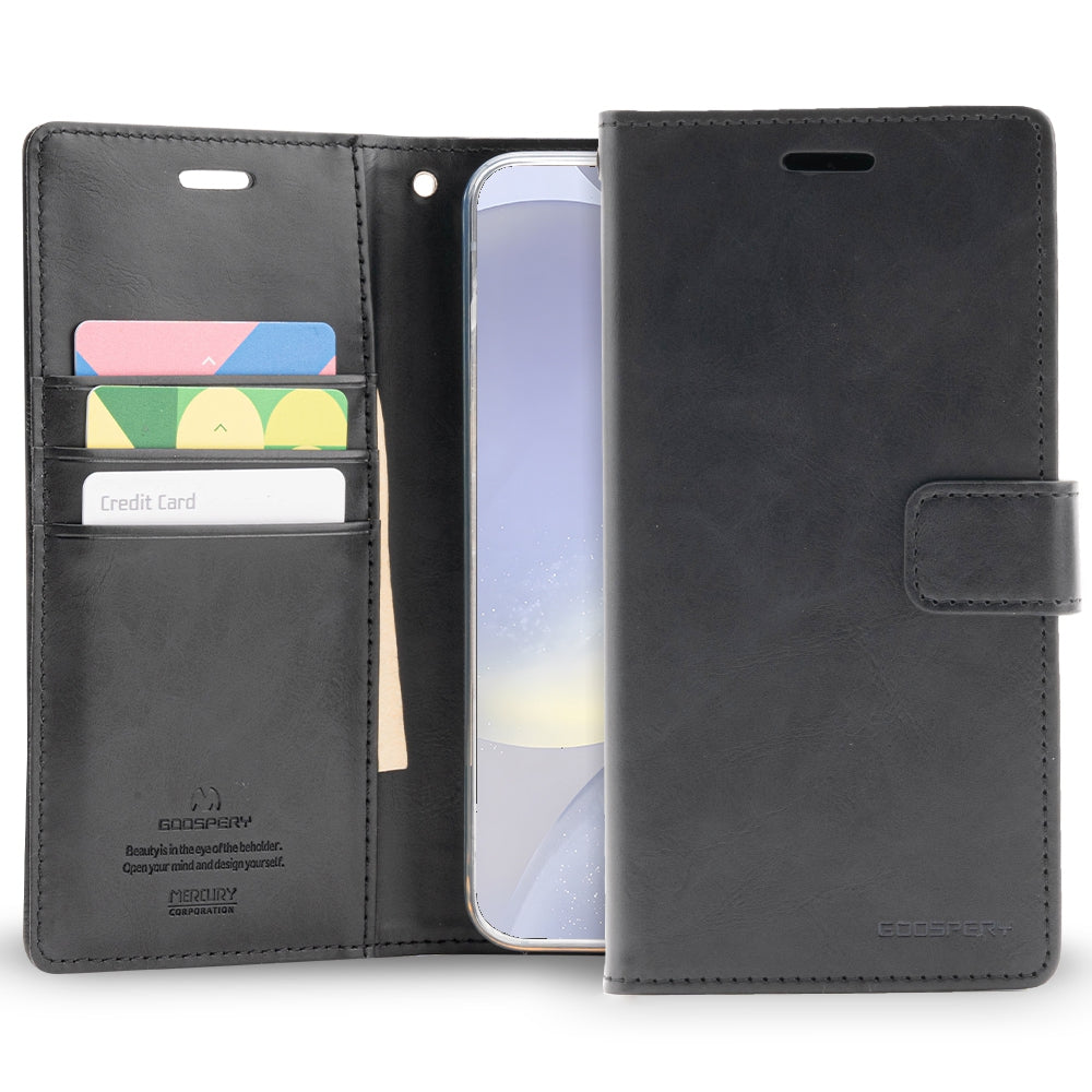 samsung-galaxy-s24-leather-wallet-flip-case-cover-black-166477 Black
