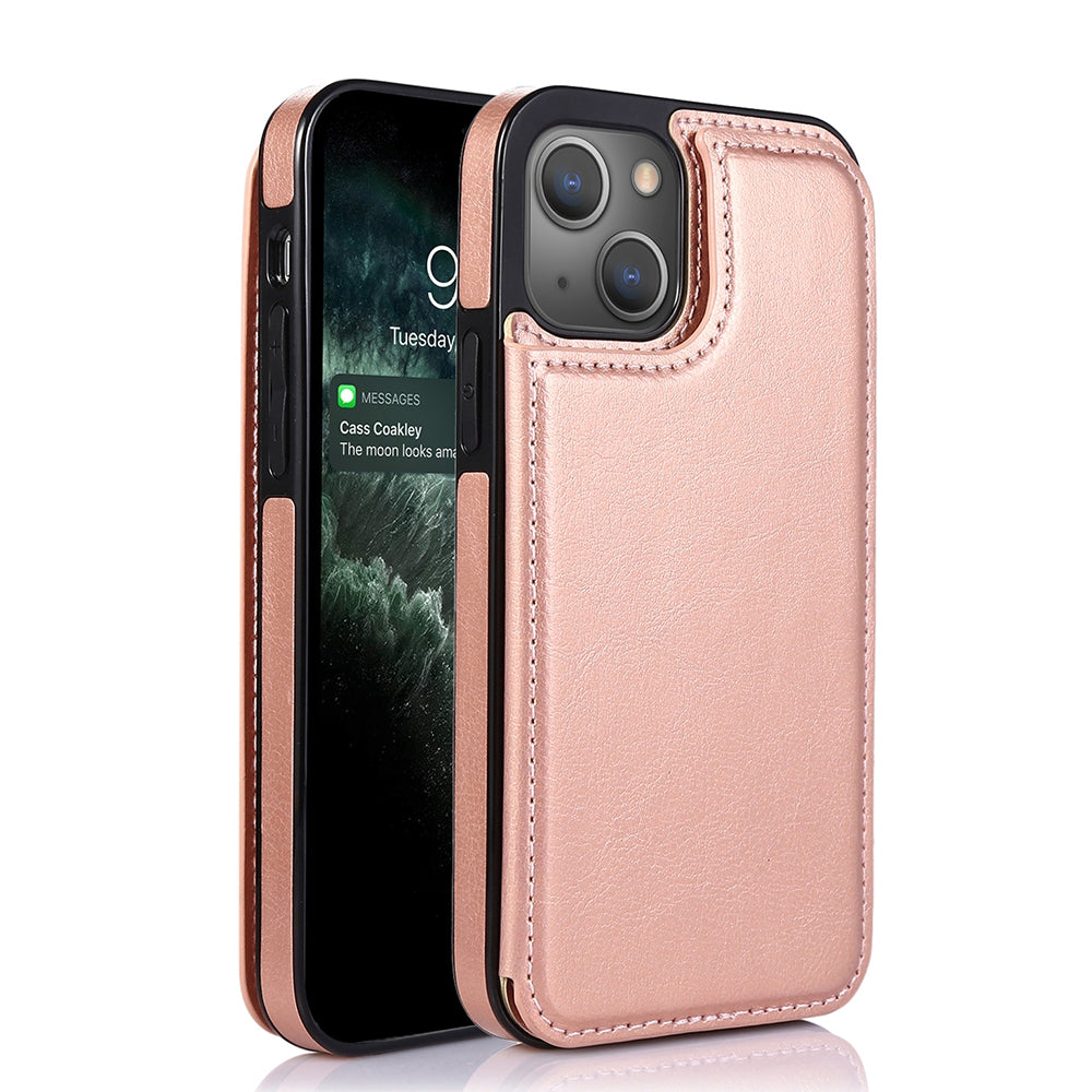Back Flip Leather Wallet Cover Case for iPhone 13 - Black