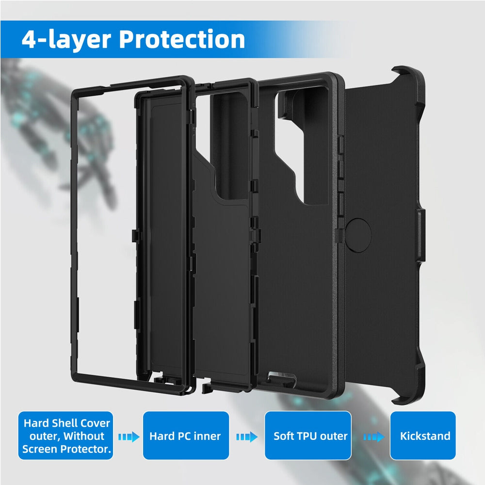 Samsung Galaxy S24 Ultra Heavy-Duty Armor Case Cover - Black